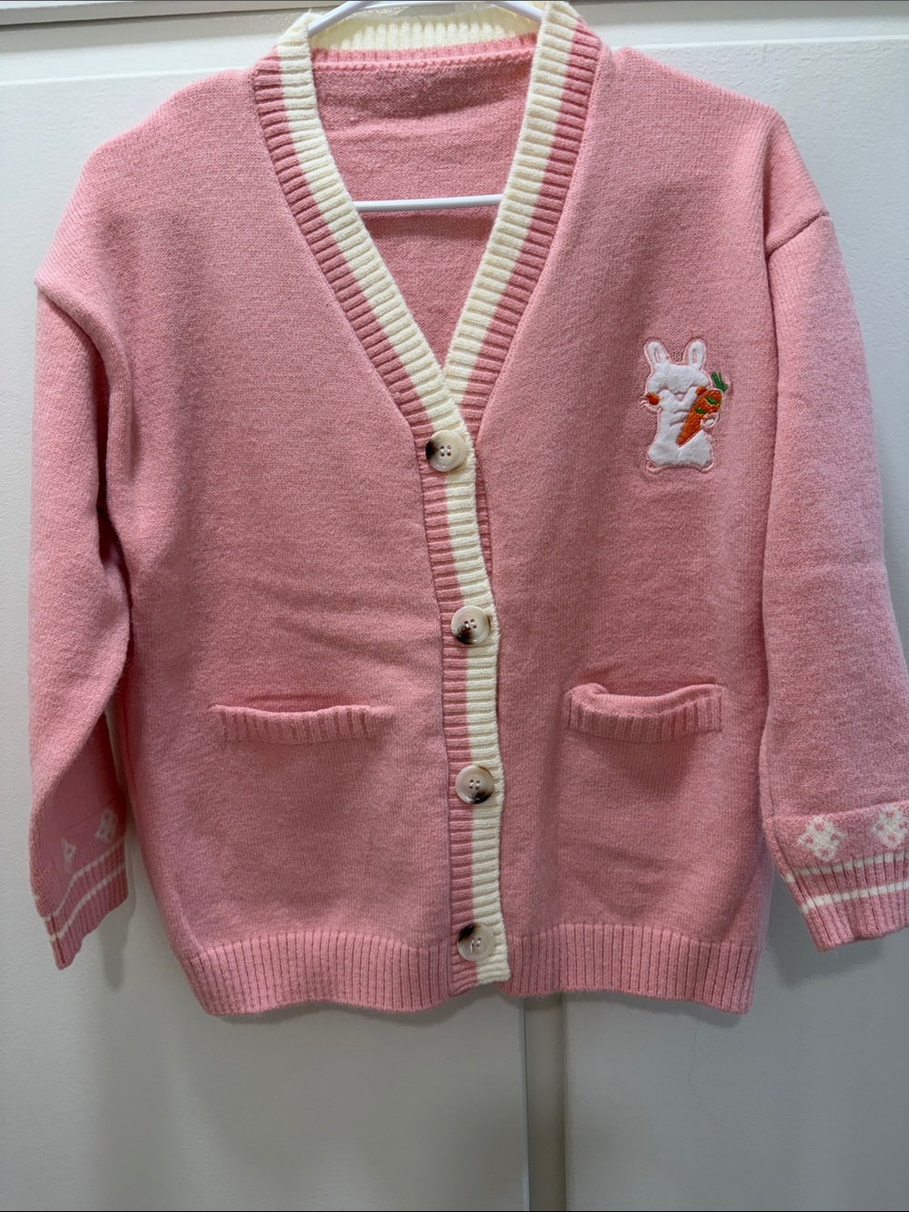 Girls' Pink Bunny Cardigan Sweater
